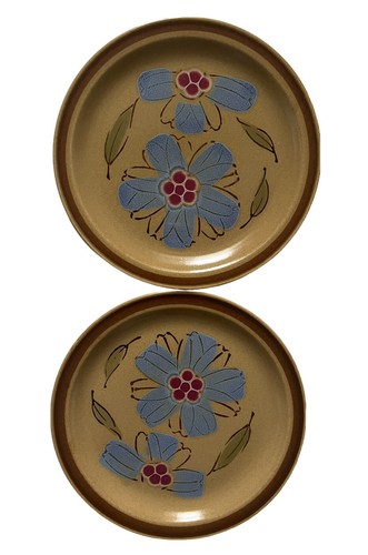 Vintage Hearthside 10 1/2" Stoneware Dinner Plate Rose Of Sharon Japan Tan Blue - Picture 3 of 6