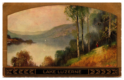 Ashland, OH JO-13 Lake Luzerne Mountains Litho Gilt BEV -A70