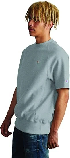 Champion Reverse Weave Sweatshirt Short Sleeve Crewneck Gray XS