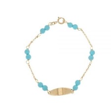 18 kt Yellow Gold Bracelet 750/1000 With Charm Tag  Turquoise Beads