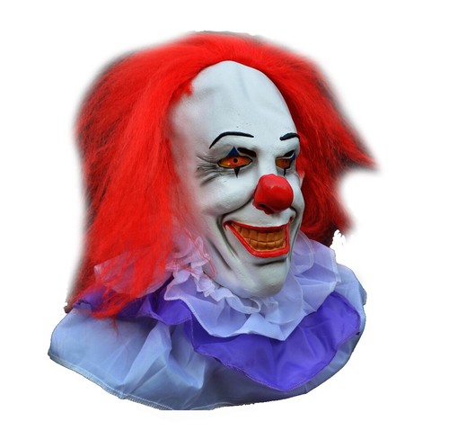 Scary Halloween Clown Mask Evil Easy Costume Realistic Latex with Hair - Picture 19 of 199