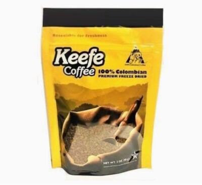 Premuim Keefe Coffee 100% Colombian Freeze Dried 3oz Resealable Bag