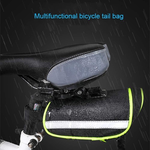 Bicycle Saddle Bag Waterproof Reflective Strip Storage Cycling Rear Seat Pouch - Picture 8 of 10