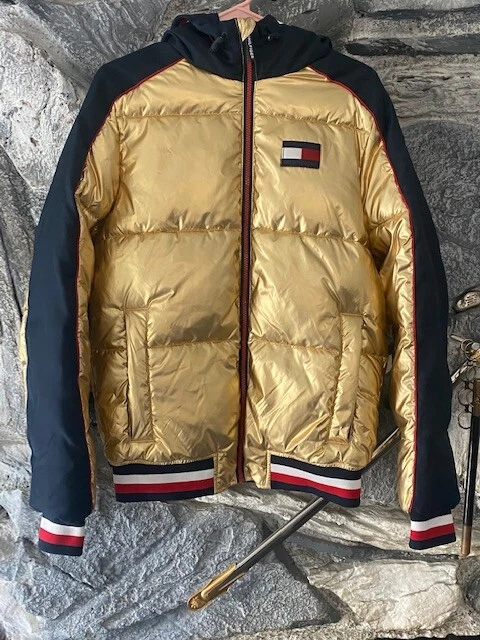 Absolutely Gorgeous Authentic Gold Tommy Hilfiger Puffer Coat W/Hood!!  L@@K!!