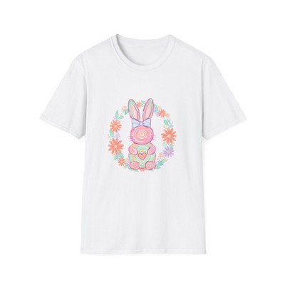 Pastel Brush Stroke Easter Bunny T-Shirt   Cute Floral Spring Bunny Tee