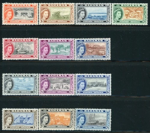 BAHAMAS 158-70 SG201-13 MH 1954 QEII Definitive short set of 13/16 CV$14