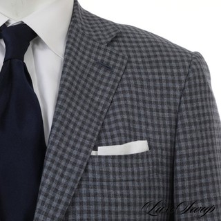 #1 MENSWEAR Isaia Napoli Italia 50/50 Cachemira Seda Azul Mar Chaqueta a Cuadros Pistola 52R