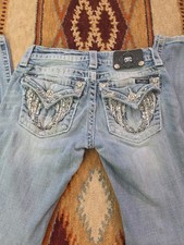 Miss Me Signature Skinny Embellished Denim Blue Jeans Size 25x31 JV8283S
