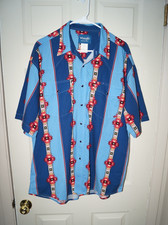 VTG WRANGLER WESTERN SHORT SLEEVE SHIRT PEARL SNAP AZTEC RODEO MENS SZ XL