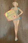 Continental Tires Girl Metal Sign with original protecting paper 1950s nos