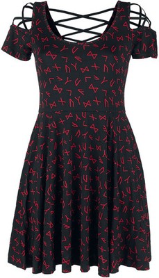Black Premium by EMP Damen schwarzes Kleid mit Schnürung und Runen