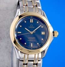 Mens Omega Seamaster 18K Gold Automatic Chronometer watch - Blue Dial - 2301.80
