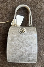 Rare Art Deco Antique Wilardy Grey Lucite Rhinestone Handbag Bag 1950s