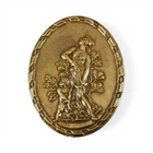 Vintage Artemis Diana Cupid Art Nouveau Brass Pin Antique Brooch French Casting