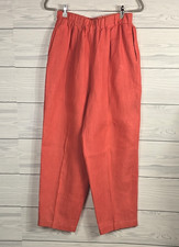 Eileen Fisher Linen Wide Leg Pull-On Crop High Rise Pants Size S Pockets Peach