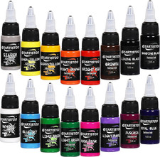 16 Colors Tattoo Ink Set 1/2Oz 15Ml Vegan-Friendly Pigment Professional Kit