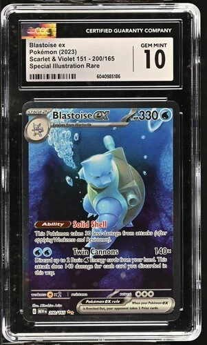 Pokemon Blastoise ex 151 Special Illustration Rare #200 CGC 10