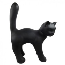 Statue chat en résine queue droite design noir mat 67 cm