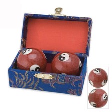 JapanBargain, Set of 2 Chinese Baoding Balls Hand Exercise 3 Piece Set, Red