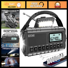 Portable Emergency Hand Crank Radio with LED Flashlight  Solar Charger - 37000m