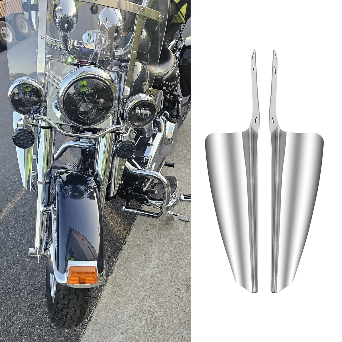 Chrome Front Fork Mount Wind Deflector For Harley Heritage Softail