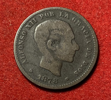 Spain 5 Centimos 1878 OM Bronze Coin KM#674 T9877