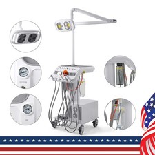 Dental Mobile Unit Cart Portable Air Compressor with Led Surgical Lamp Light