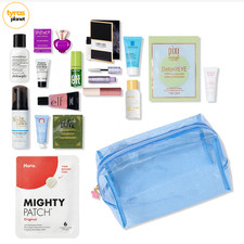 Ulta Beauty 16 Piece Beauty Bag Gift Set Skincare Makeup Minis Blue Glitter New