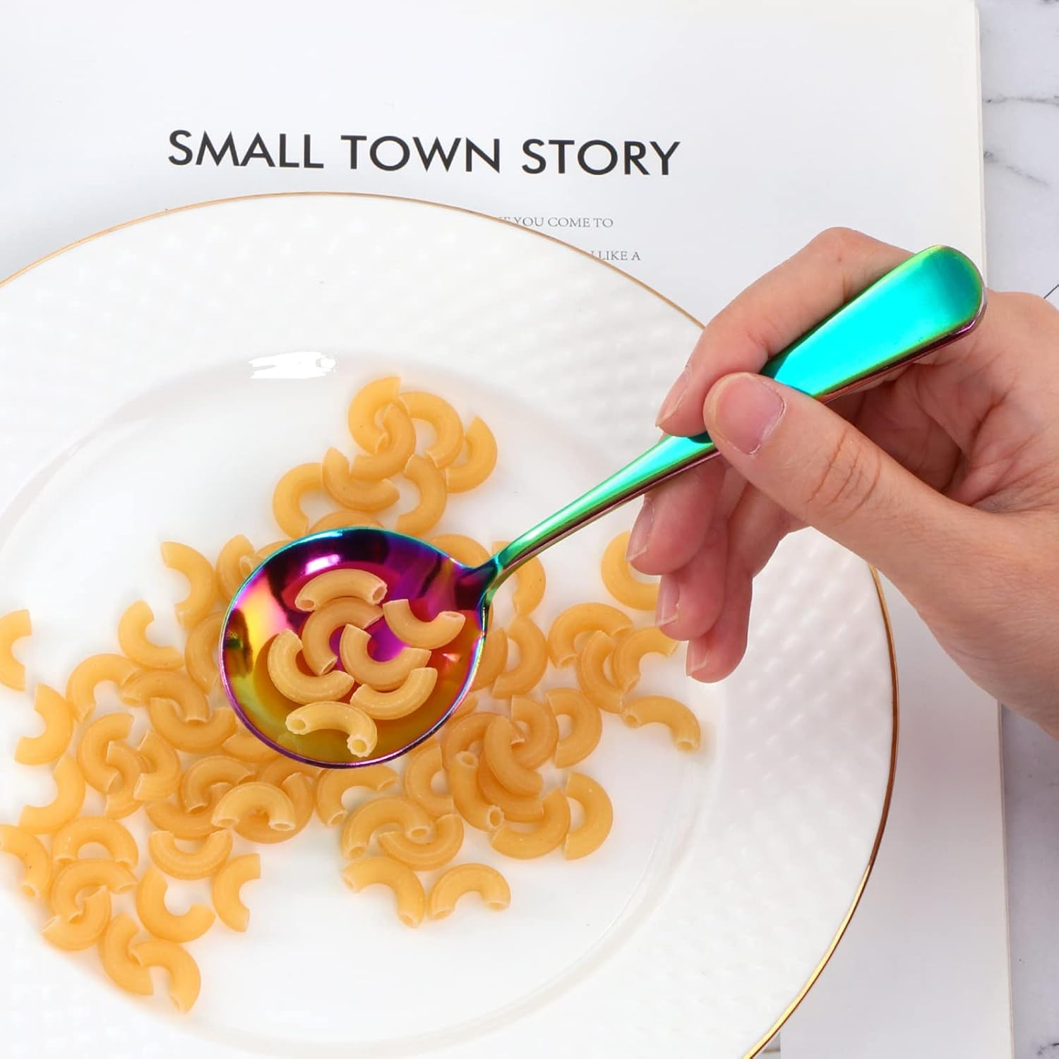 8 Piece Soup Bouillon Cereal Spoon, Stainless Steel Soup Spoons,6.2 Inch round B