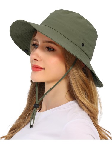 Solid Packable Sun Hat for Women and Men Wide Brim Waterproof Beach Bucket Ha...