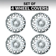 Auto Drive 16 Inch Silver Alloy Finish Hubcap Wheel Covers - Set of 4 - Fits Mos