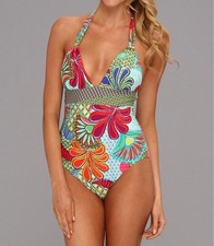Trina Turk Zanzibar Sz 8 One Piece Swimsuit Colorful Vacation Resort