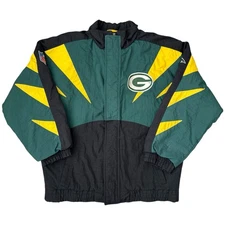 Vintage Green Bay Packers Jacket Size M Apex One Shark Tooth Puffer NFL Pro Line