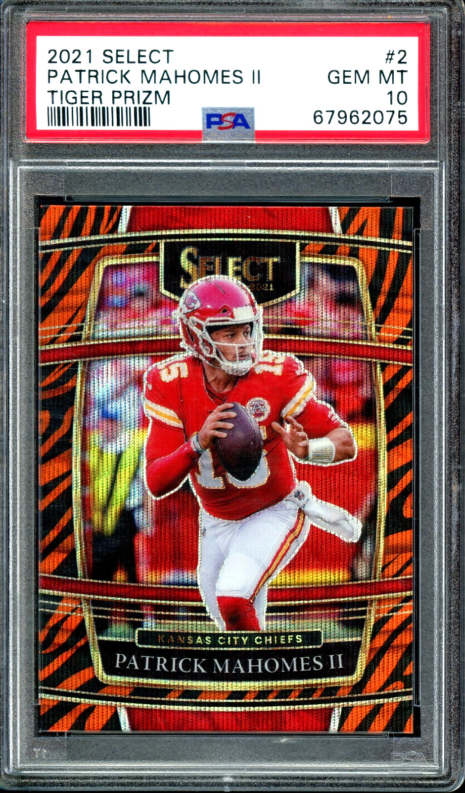 2021 Select Tiger Prizm #2 Patrick Mahomes II PSA 10 GEM MINT - Case Hit
