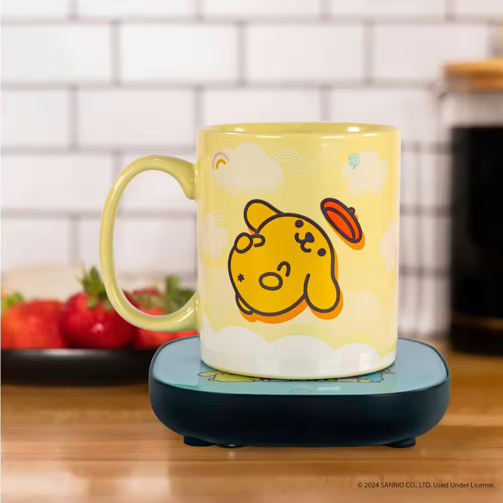 Hello Kitty Pompompurin Yellow Coffee Mug with Warmer for Single Cup