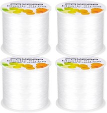 Pack 4 Hilo Elastico Transparente 1mm para Pulseras Collares Abalorios 720ft