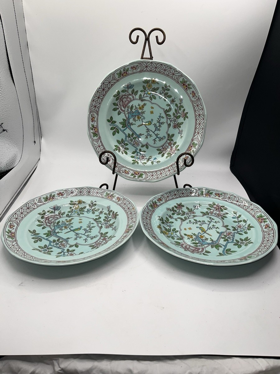 Adams Calyx Ware Singapore Bird Dinner Plate 10.5”Black Mark Set
