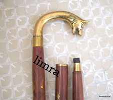 Vintage Brass Head Handle Antique Style Wooden Walking Stick Cane Handmade Gift
