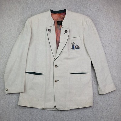 Julius Lang Embroidered Blazer Womens XL Tan Beige Pockets