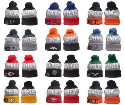 Unisex Adults American Ball Cuffed Knit Hat With Pom Fleece lined 25H