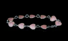 Vintage Volmer Bahner VB Denmark Sterling Silver Pink Enamel Heart Bracelet