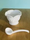 Vtg. Grapes Milk Glass Sugar Bowl With Spoon