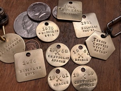 Your Choice- Custom Vintage Brass Key Fob, Car, Truck, Motorcycle, $14.95-$24.95
