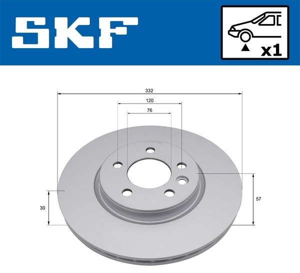 2X Skf Bremsscheibe InnenbelüFtet Ø332Mm FüR Vw Amarok 2H_ S1B 2HA 2HB-image
