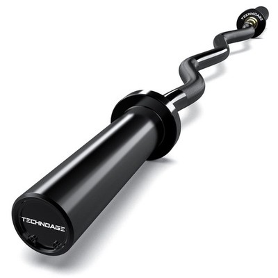 TECHNOAGE Olympic EZ Curl Bar, 47'' EZ Barbell for Biceps & Triceps Workout, 2...