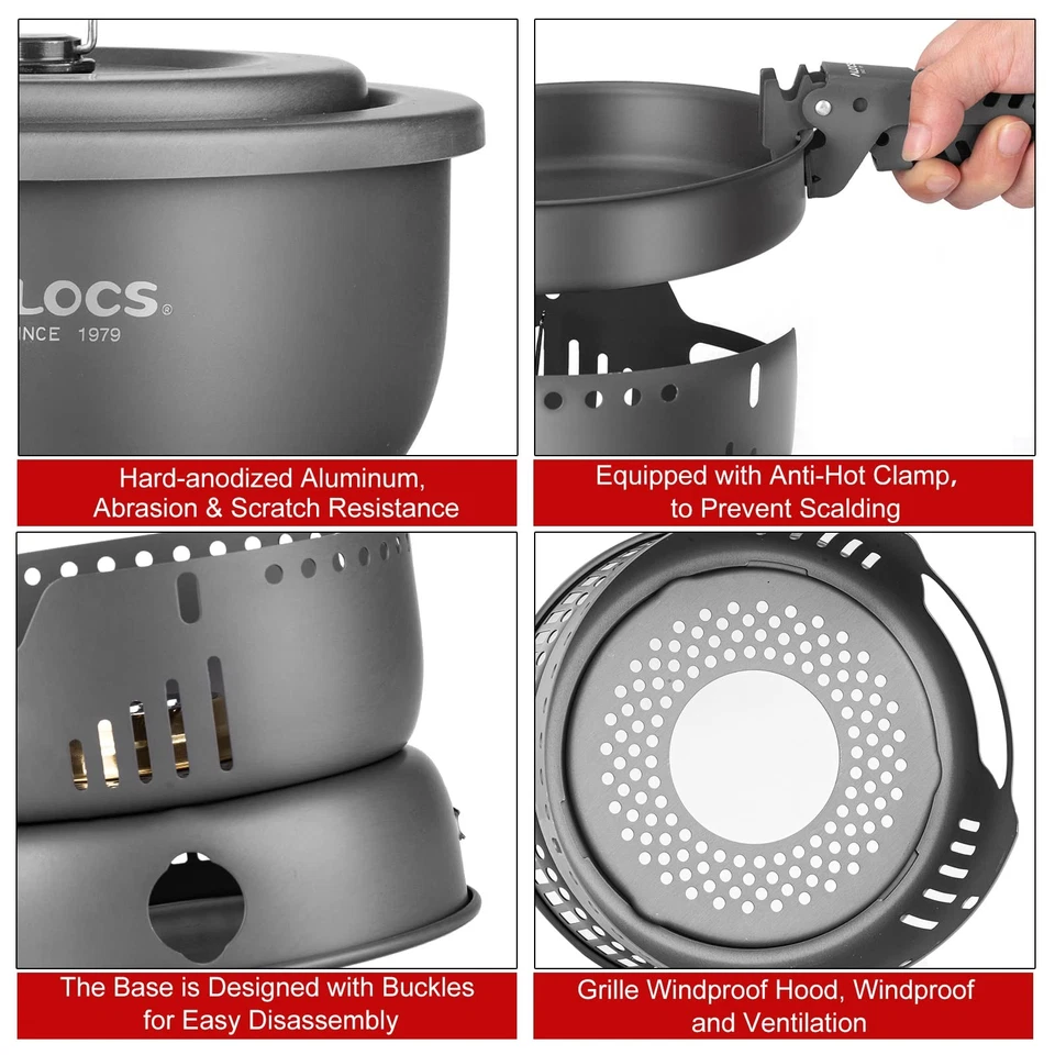 Camping Cookware - 11 Piece Lightweight Camp Cooking Set with Portable Campin... - Image 4 of 4