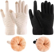 Women's Winter Warm Touch Screen Gloves Womens Thermal Cable Knit Wool Fleece Li