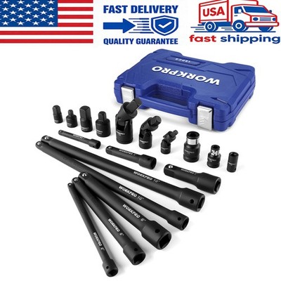 WORKPRO 18-PCS Drive Tool Accessory Set 1/4''&3/8''&1/2'' Socket Adapter Extensions
