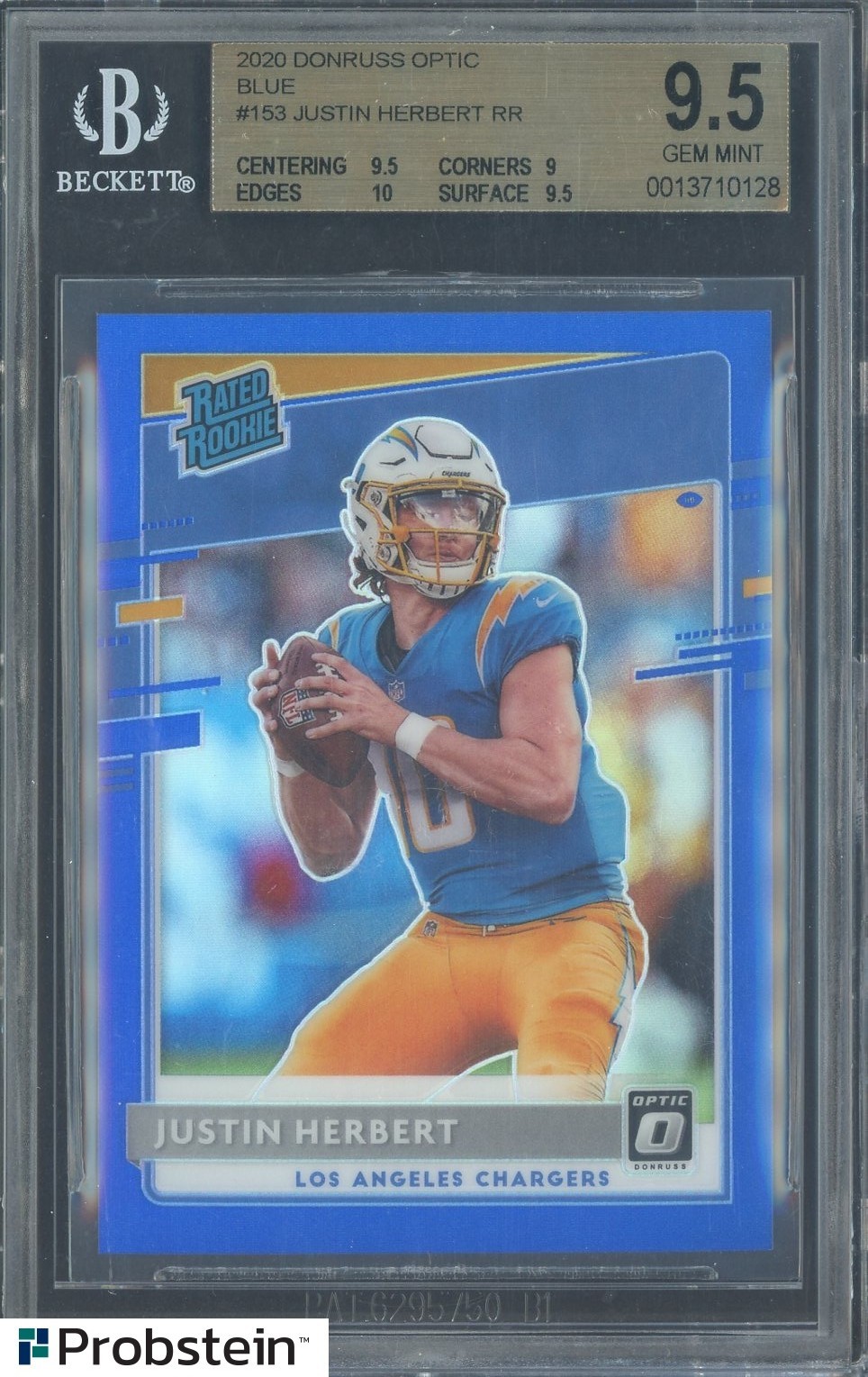 2020 Donruss Optic Blue #153 Justin Herbert RC Rated Rookie 111/179 BSG 9.5