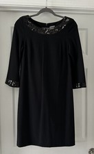 Ann Taylor Black Dress with Sequin Trim on Sleeves Neck size 0